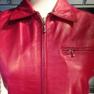 Genuine Leather red woman vest size small